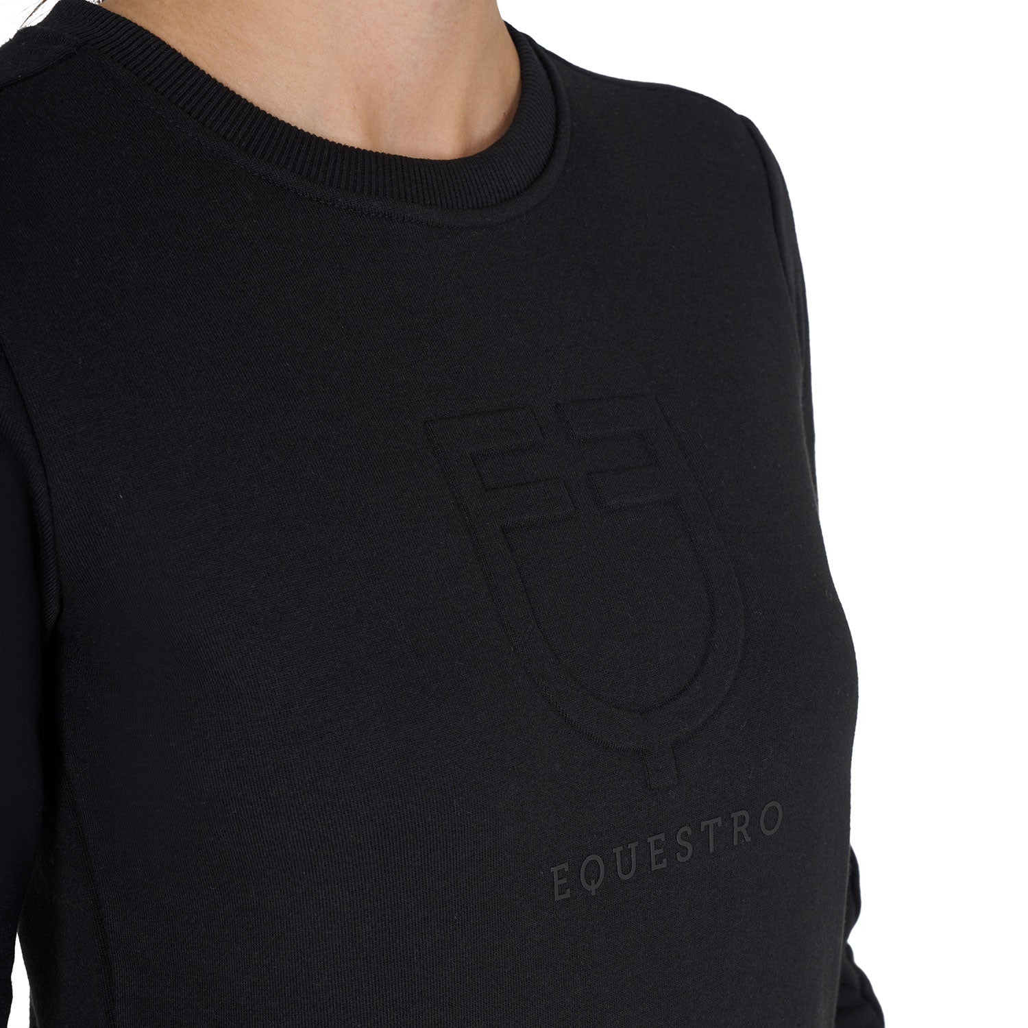 Felpa da donna girocollo in morbido cotone con logo stampato Equestro