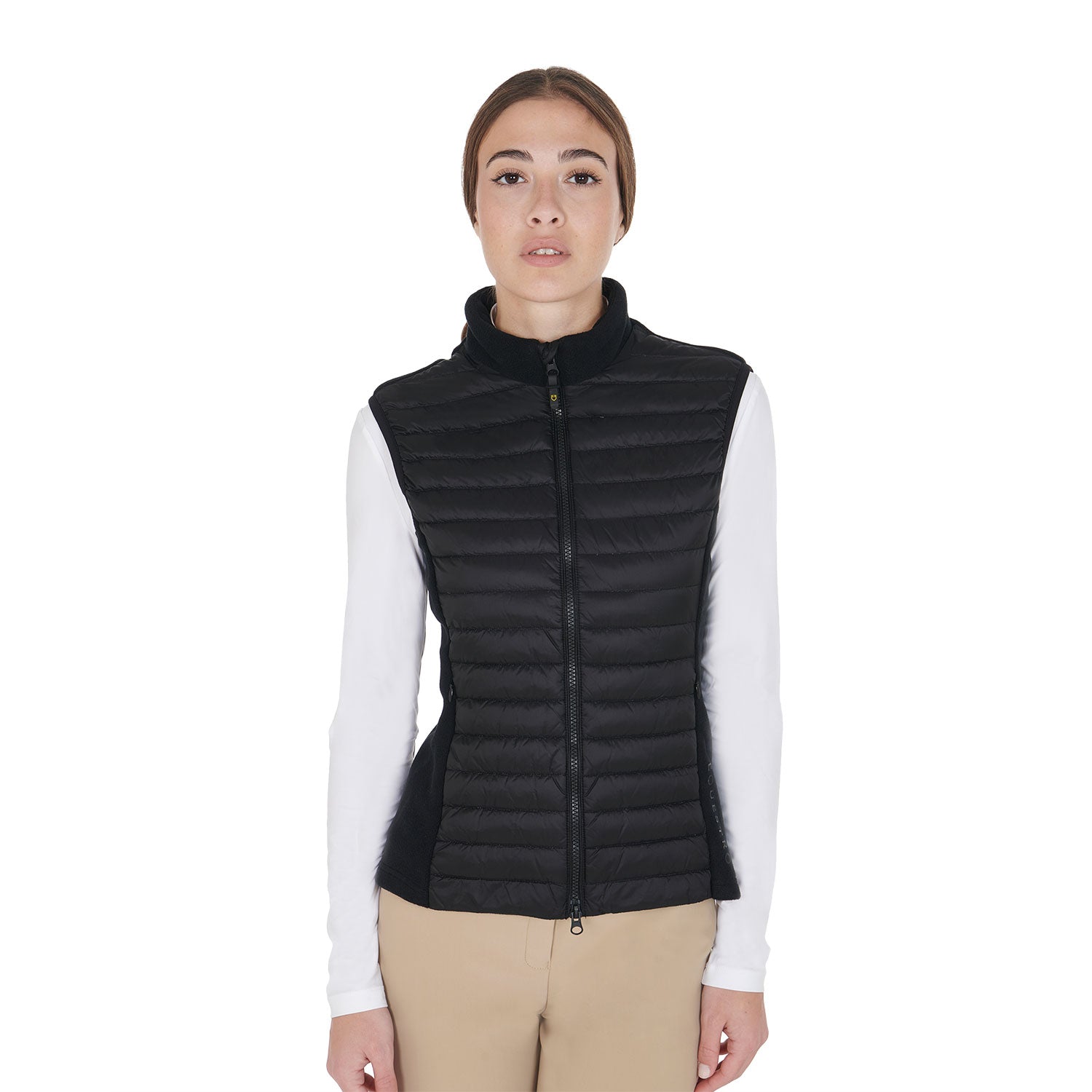 Smanicato donna slim fit in pile e tessuto tecnico Equestro