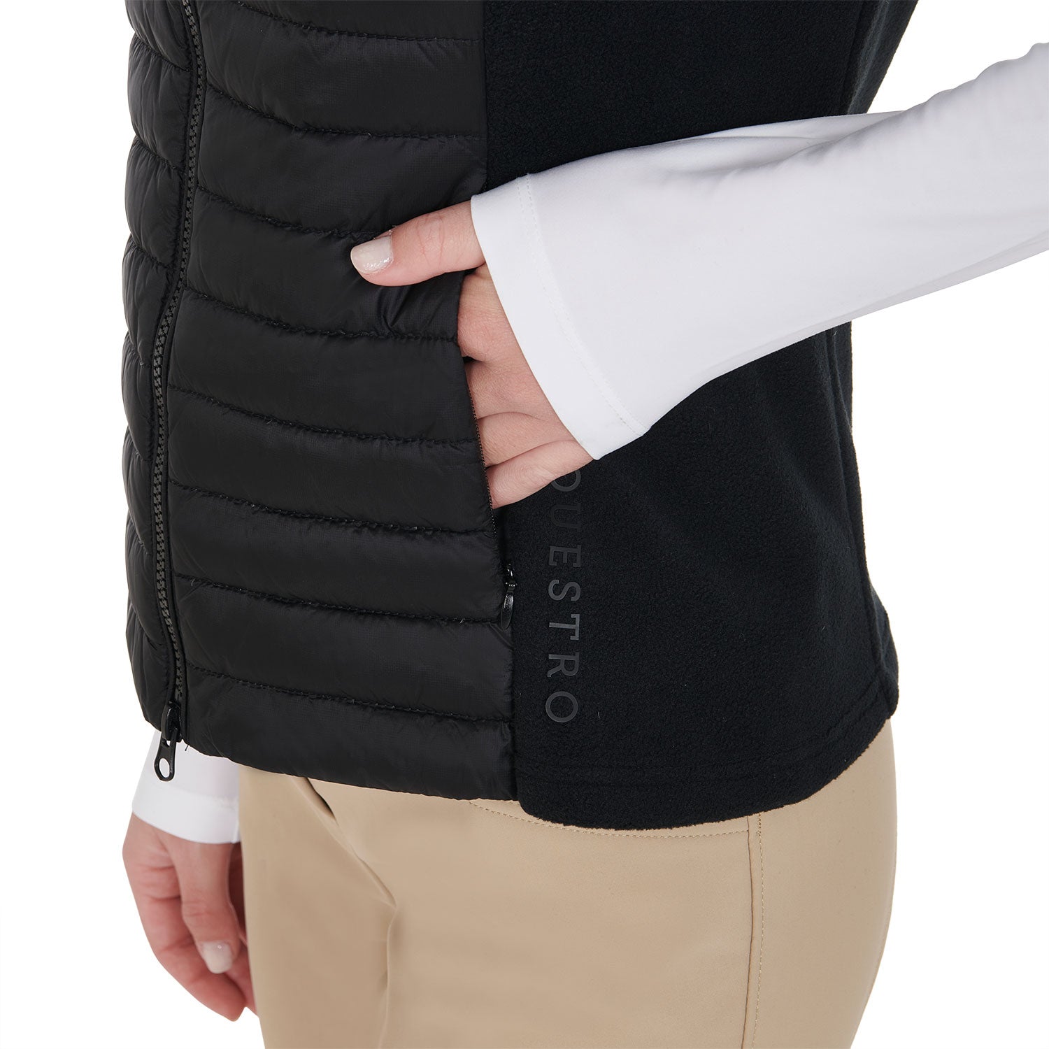 Smanicato donna slim fit in pile e tessuto tecnico Equestro