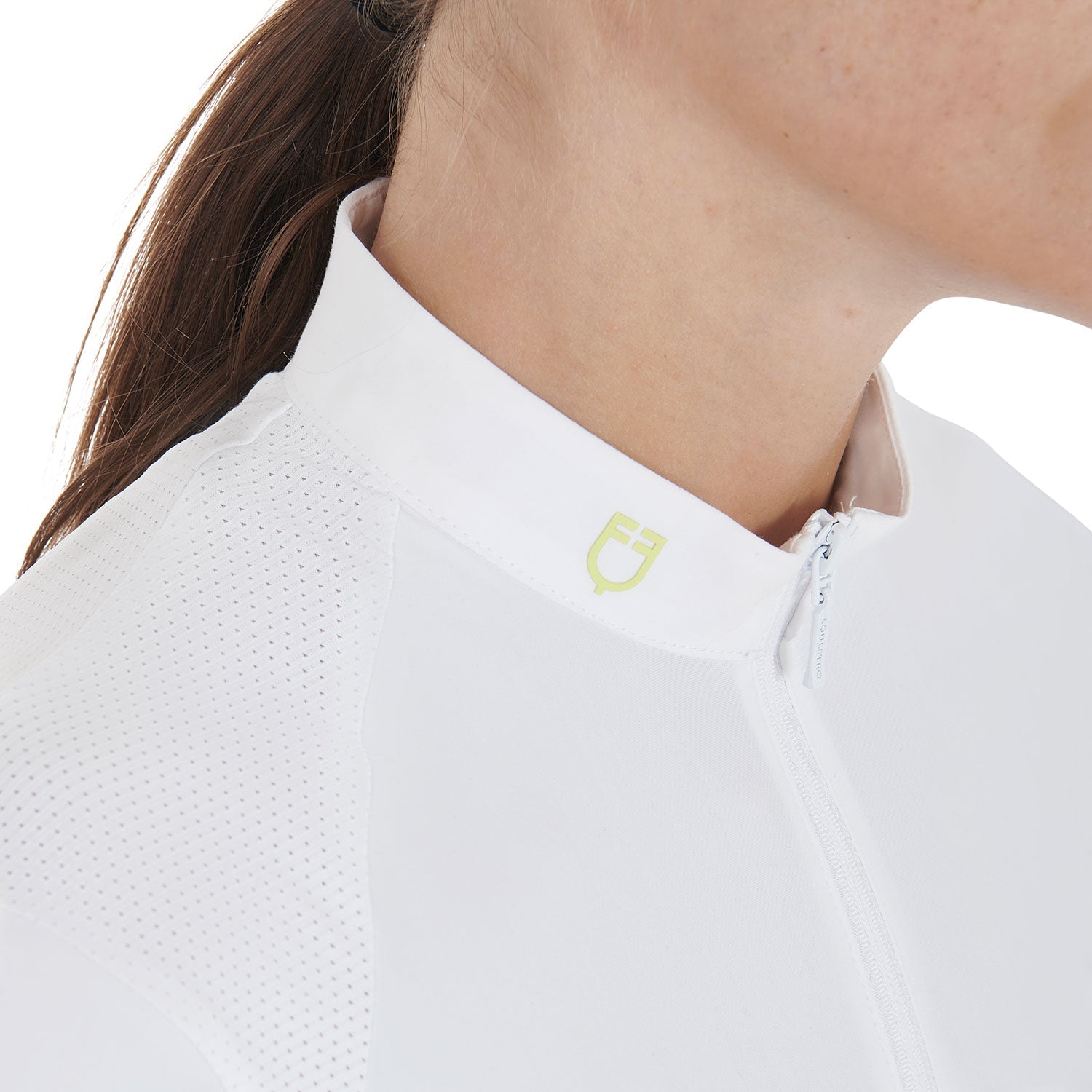 Polo donna slim fit Equestro in tessuto tecnico con spallini a contrasto