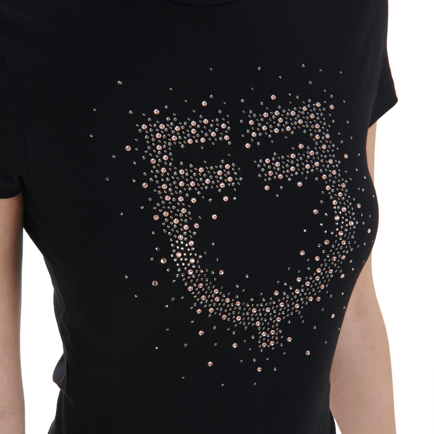 T-shirt donna slim fit logo Equestro strass rosa