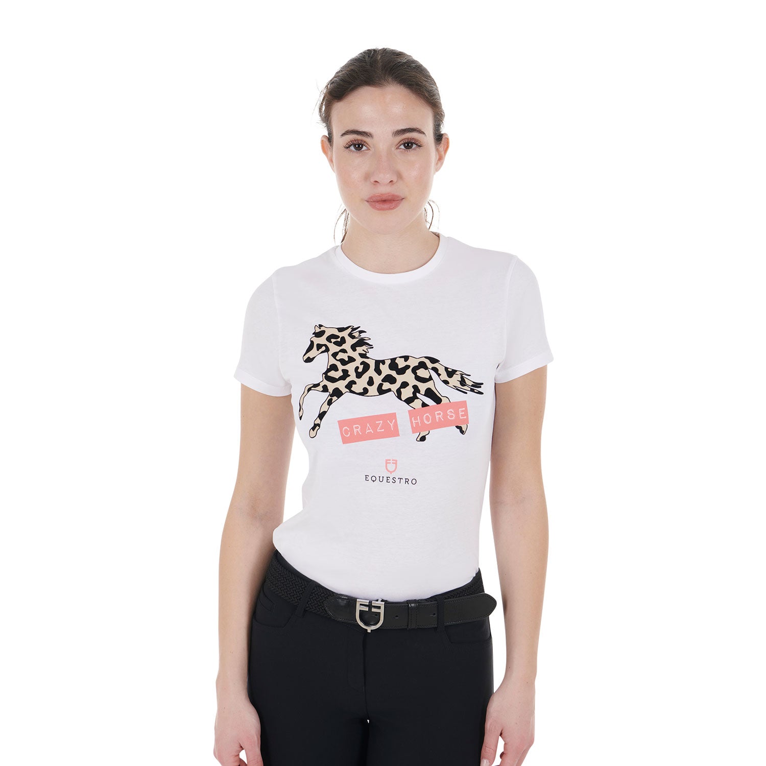 T-shirt da donna in cotone Crazy Horse Equestro