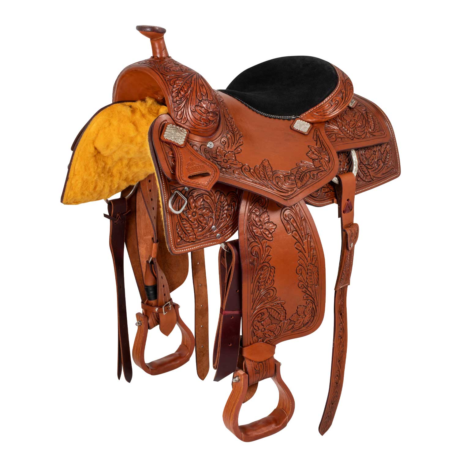Sella Western da lavoro in cuoio ingrassato modello Classic Flower MCBRYAN