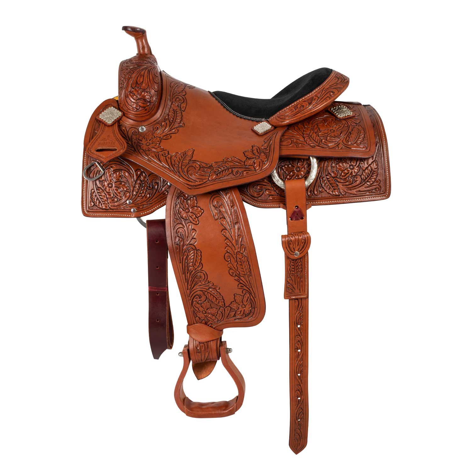 Sella Western da lavoro in cuoio ingrassato modello Classic Flower MCBRYAN