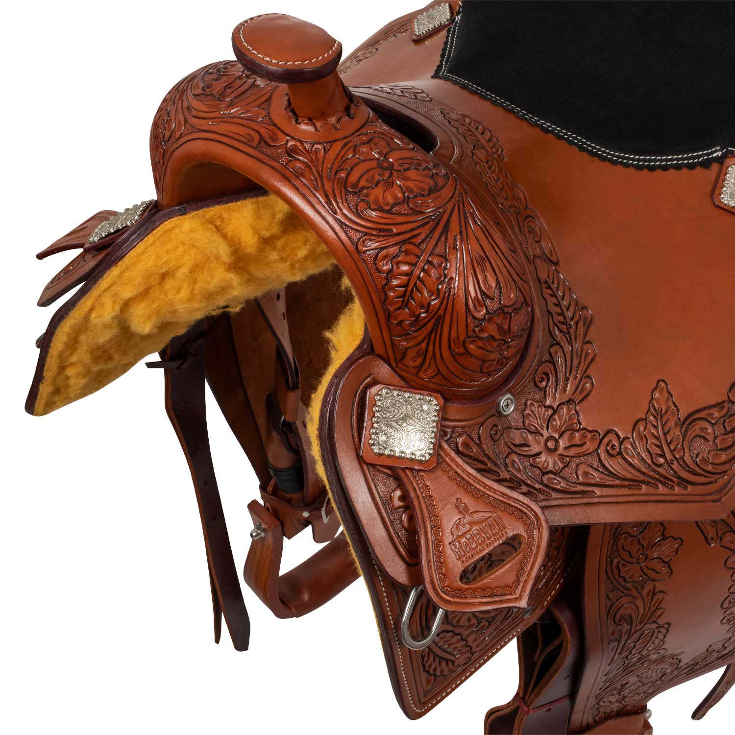 Sella Western da lavoro in cuoio ingrassato modello Classic Flower MCBRYAN