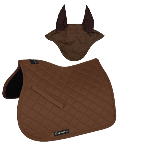 Kit Sottosella in cotone Equestro + Cuffietta MARRONE