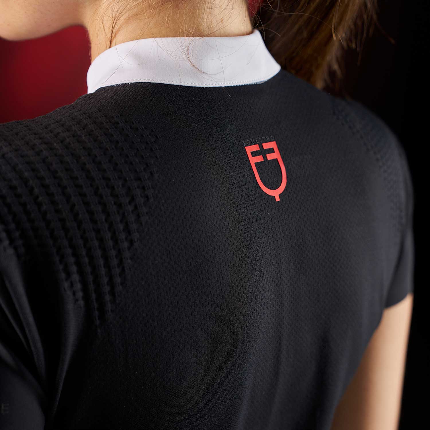 Equestro women's competition ridertechnology shirt ss with buttons - Colore WHITE/BLACK