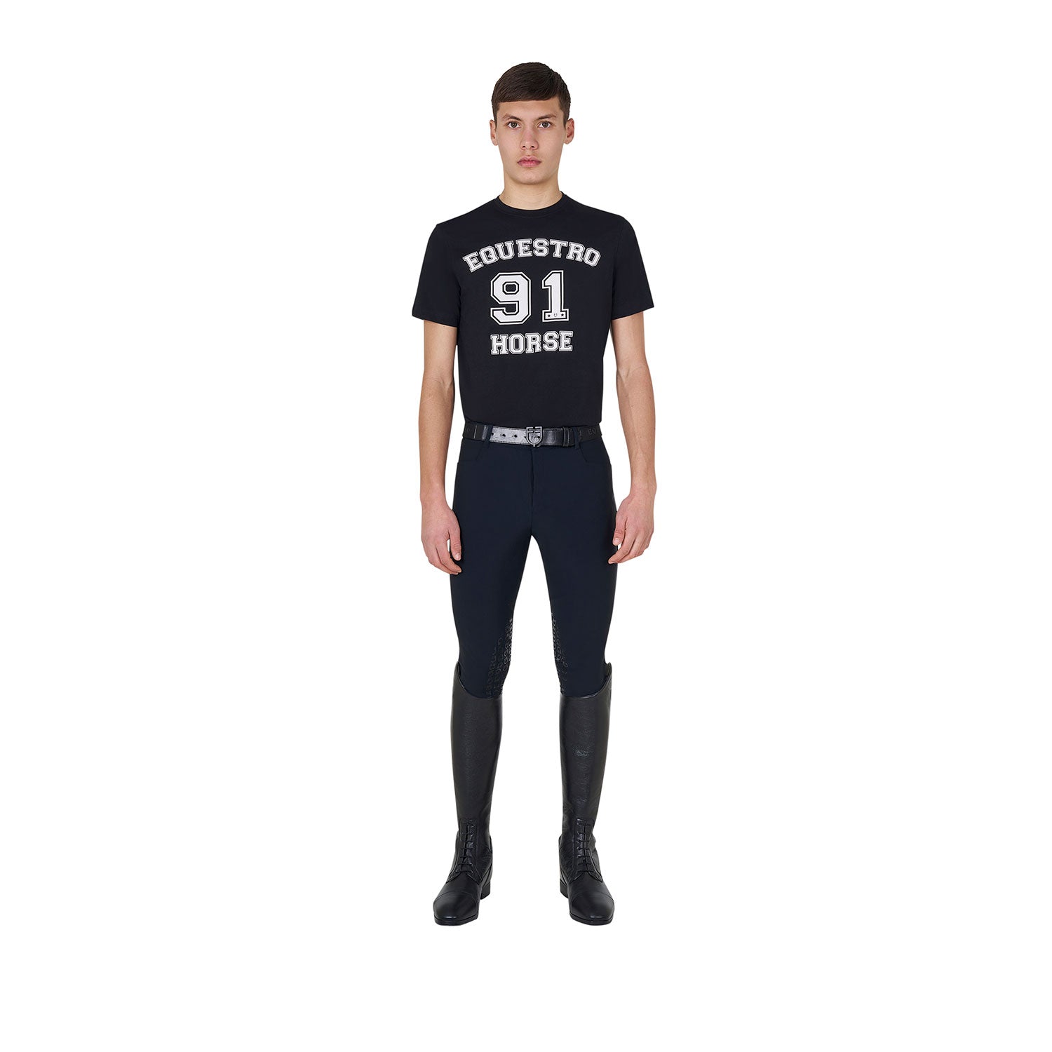 Equestro men's horse club cotton t-shirt - Colore BLACK