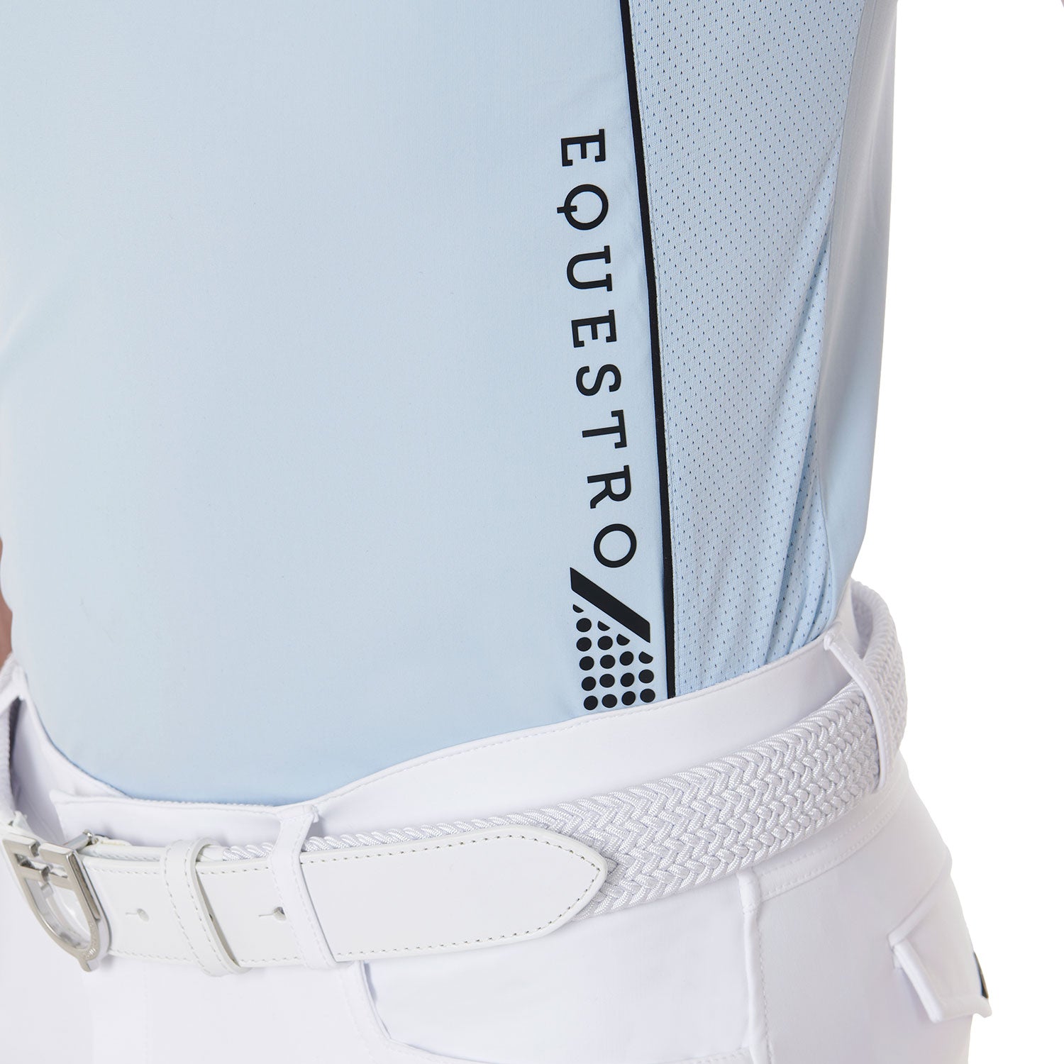 Equestro men's competition polo shirt ss zip - Colore SKYWAY (14-4112)/BLACK