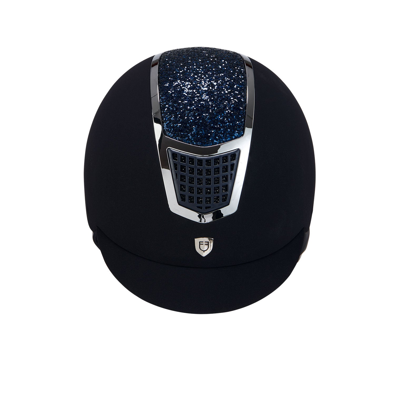 Equestro casco equestro modello eclipse stone velvet (3 padding) - Colore NAVY/SILVER