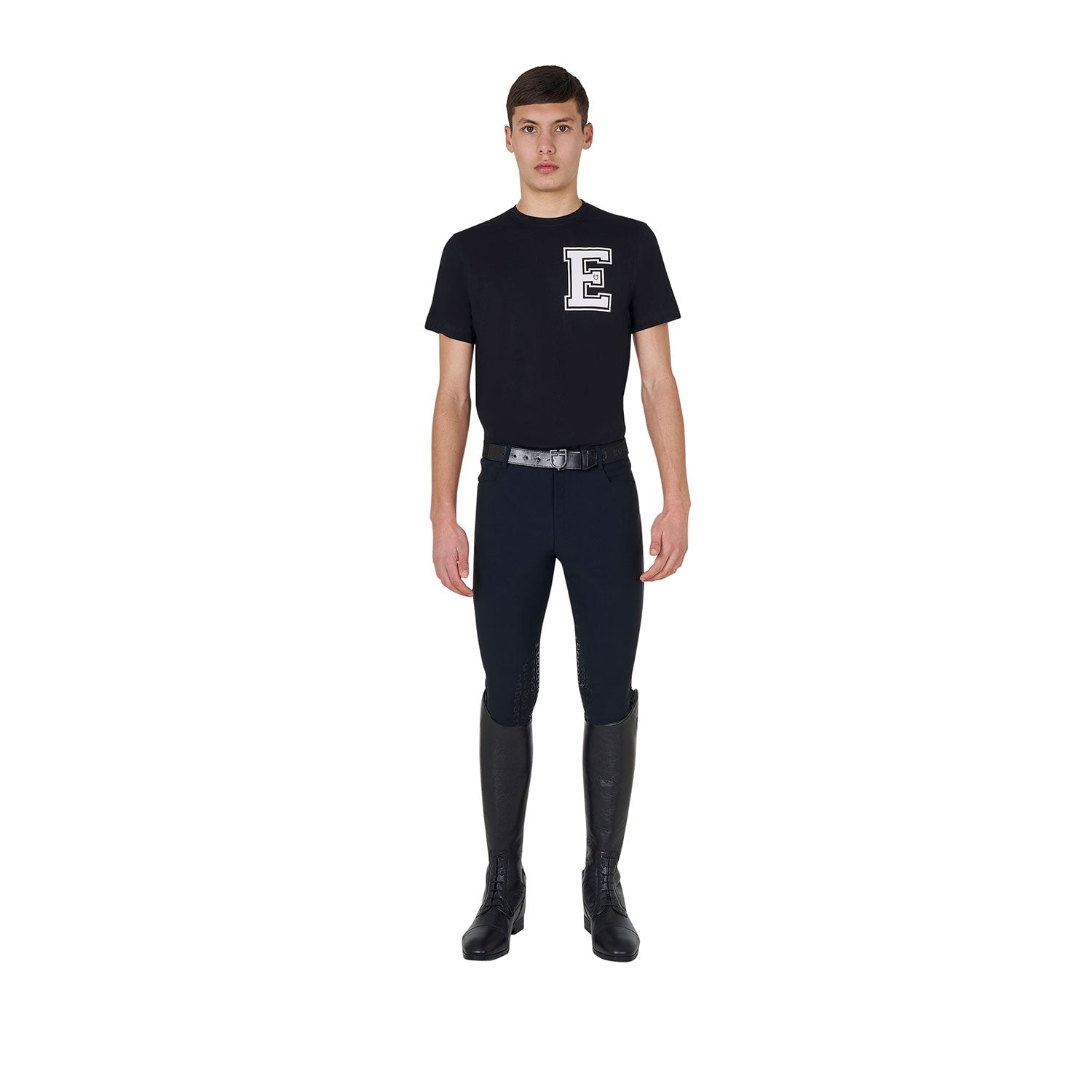 Equestro men's monogram cotton t-shirt - Colore BLACK