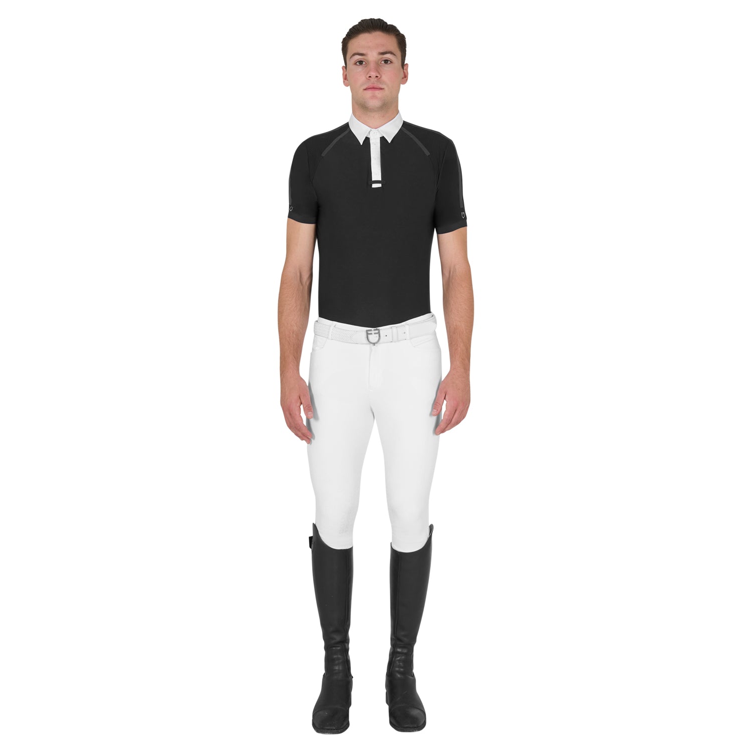 Equestro men's competition polo shirt ss buttons - Colore BLACK