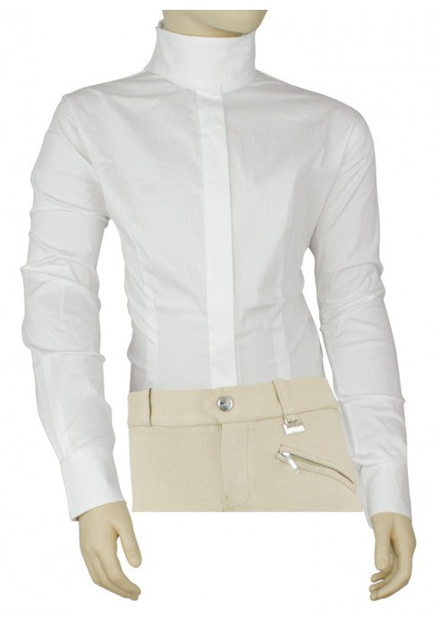 Camicia da concorso equitazione Bambina collo coreano manica lunga