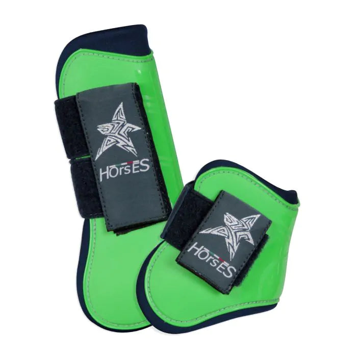 Set stinchiere paratendini protezioni anteriori verde neon flash, misura Full