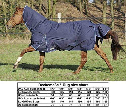 Coperta cavallo HKM Champion Combo Winter 340gr con Collo colore BLU tessuto esterno 1200D