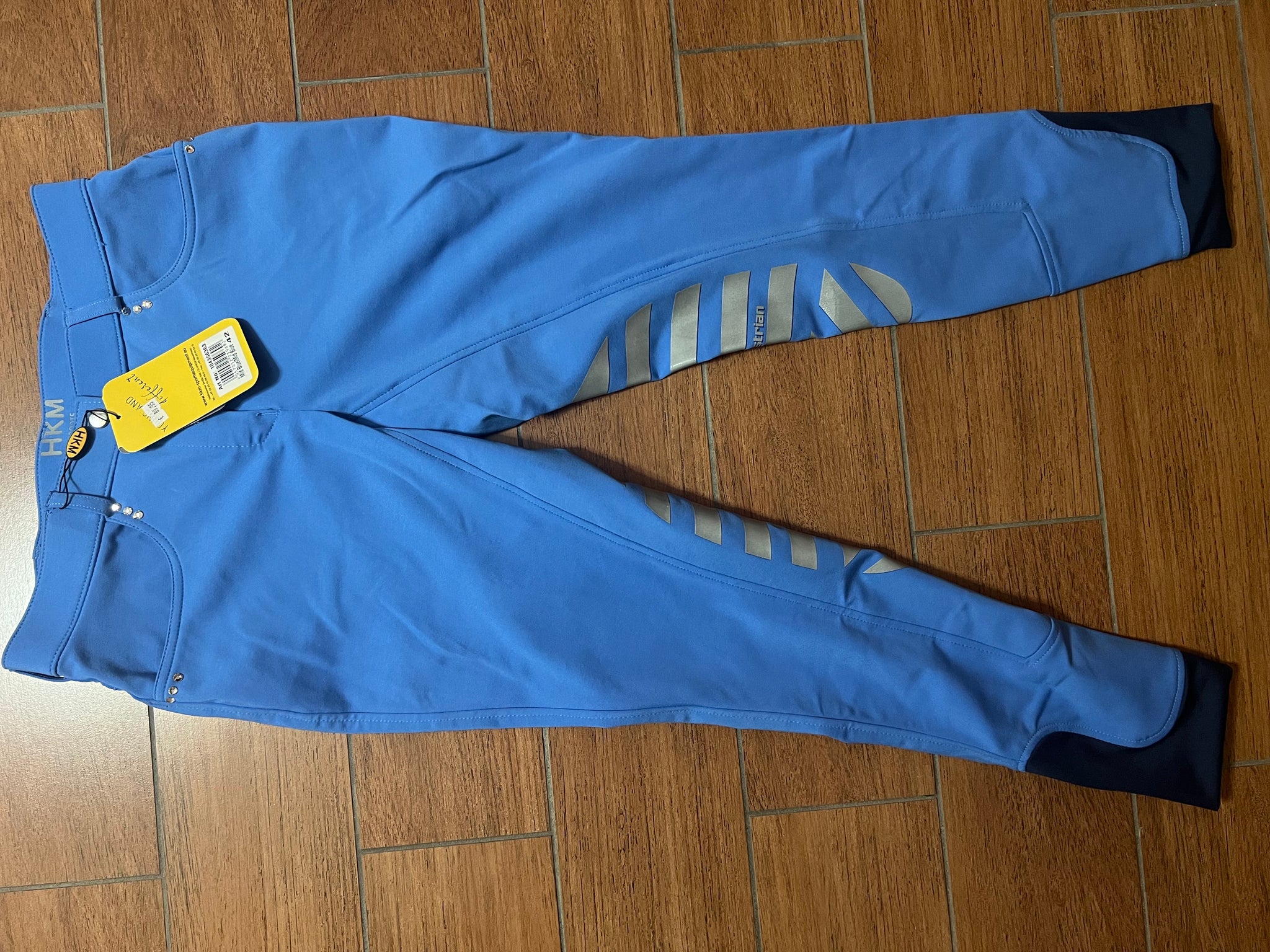 PANTALONE EQUITAZIONE DONNA HKM CON GRIP, COLORE MID BLUE TAGLIA 42