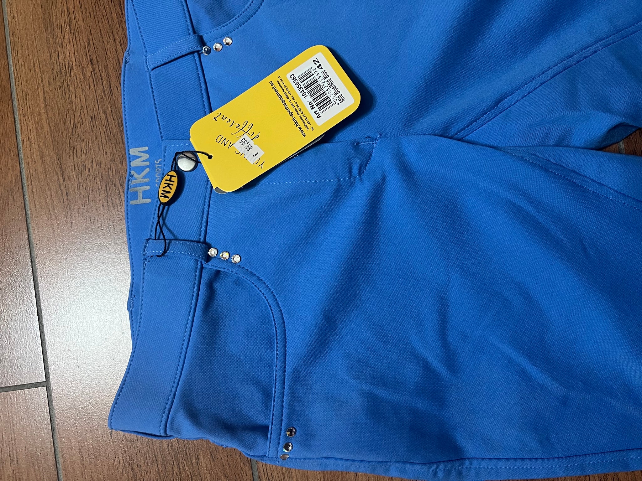 PANTALONE EQUITAZIONE DONNA HKM CON GRIP, COLORE MID BLUE TAGLIA 42