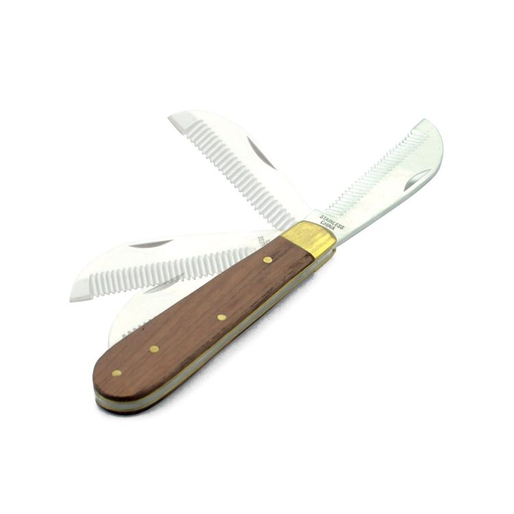 Coltello pieghevole sfolti criniera con manico in legno