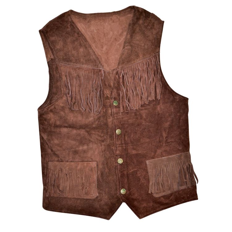 Gilet Western unisex in pelle scamosciata con frange Lakota