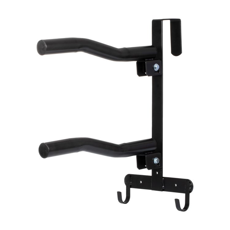 Poggiasella pieghevole per due selle con aggancio al box e 2 portabiglie