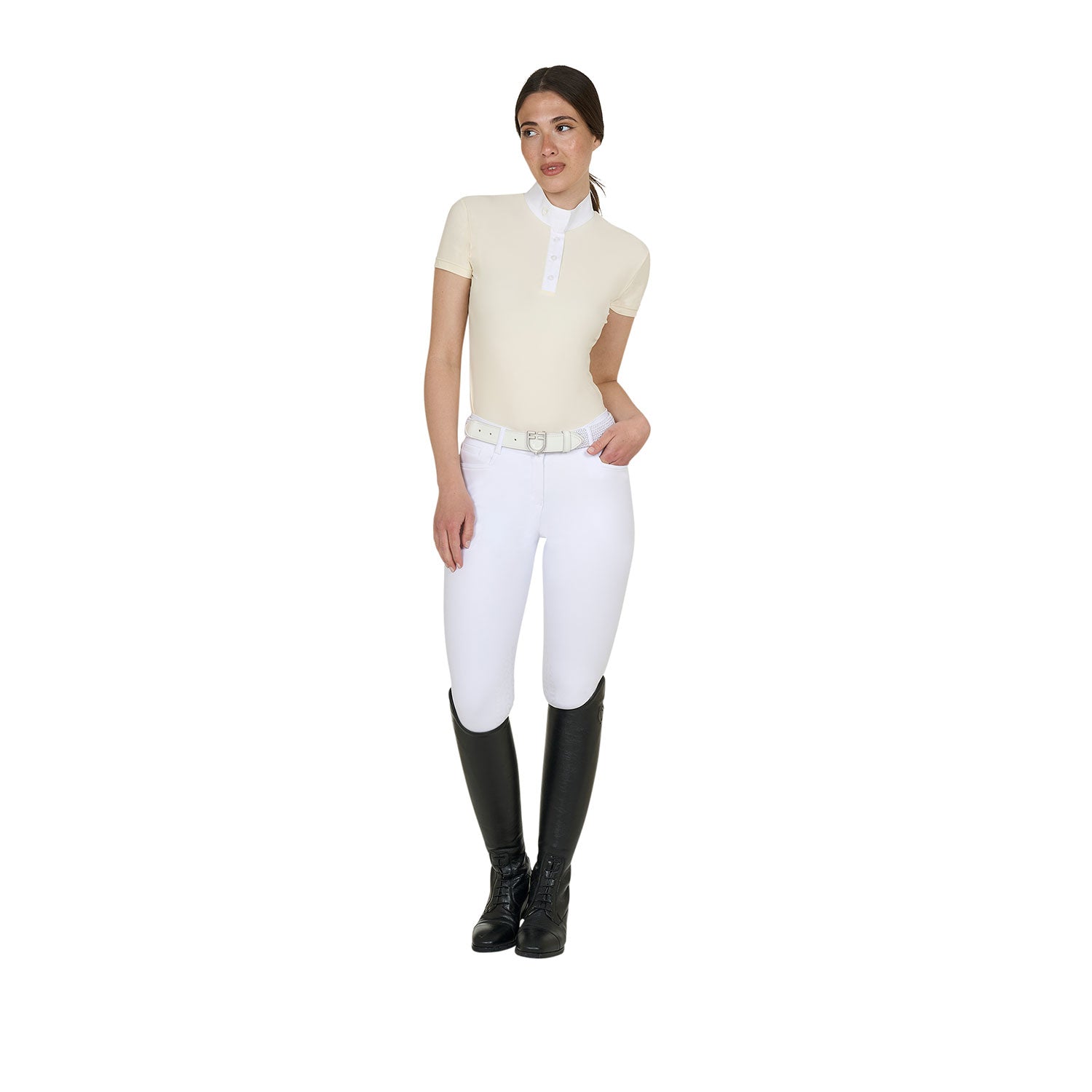 Equestro polo donna bottoni manica corta modello sally - Colore ANTIQUE WHITE (11-0105)