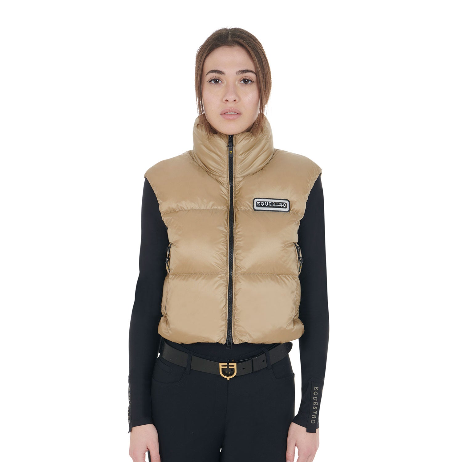 Equestro women's cropped nylon rip stop vest - Colore INCENSE (16-1010)