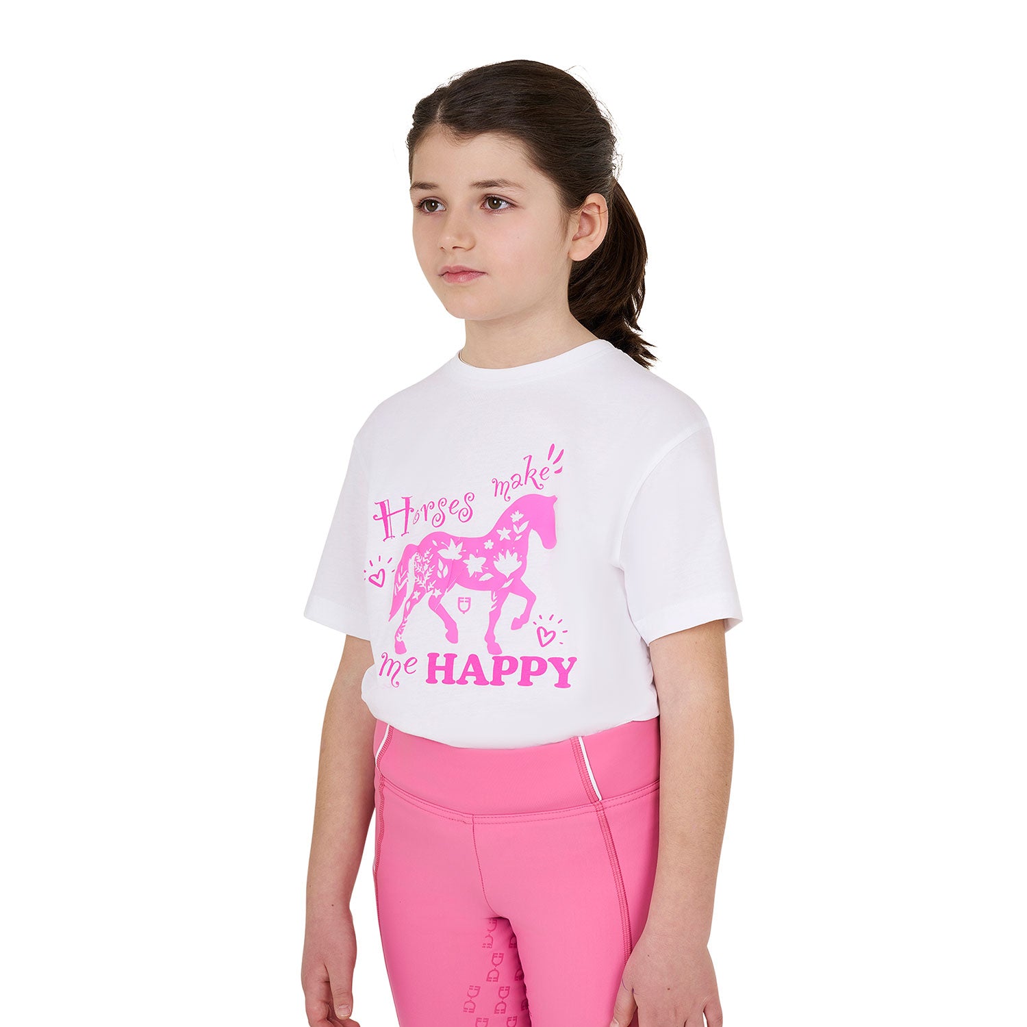 Equestro girl's horse make me happy cotton t-shirt - neutra