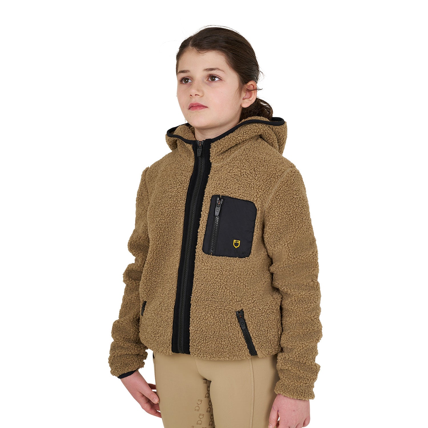 Equestro junior teddy full zip jacket with hood - Colore INCENSE (16-1010)