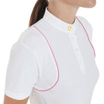 Equestro women's competition polo shirt ss buttons - Colore WHITE/FUCSIA