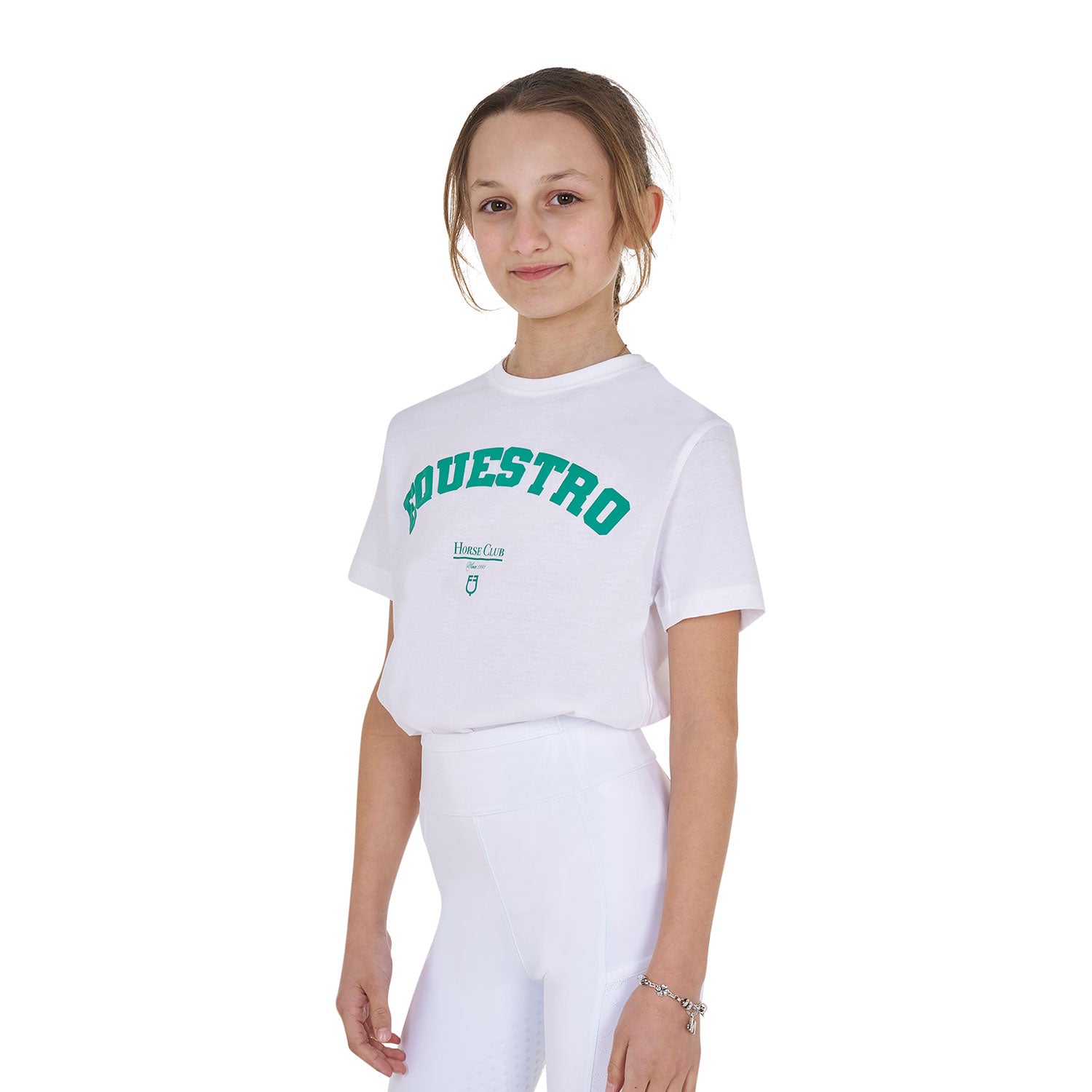 Equestro gilr's equestro horse club cotton t-shirt - Colore WHITE