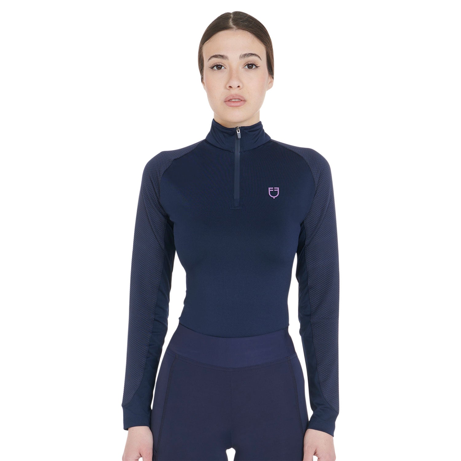 Equestro base layer donna equestro in tessuto tecnico - Colore NAVY/LILLA 15-3520