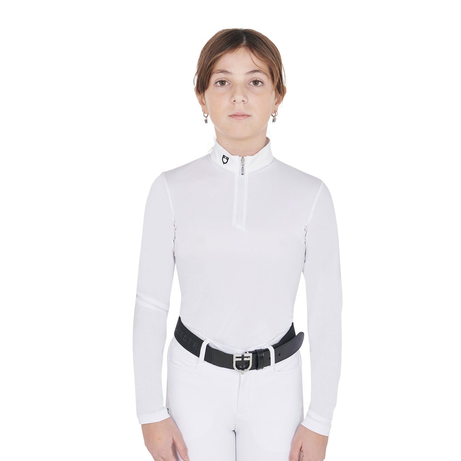 Equestro polo bambina zip manica lunga modello anahid - neutra