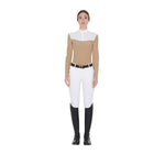 Equestro woman competition ls zip shirt 1/2 mesh - Colore BEIGE