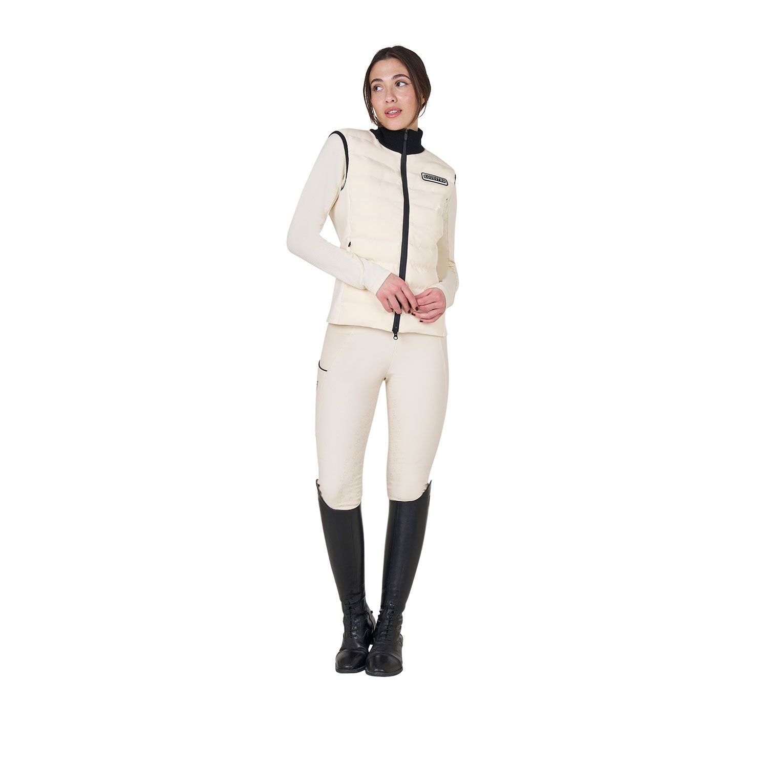 Equestro women's jersey+scuba technical vest - Colore ANTIQUE WHITE (11-0105)