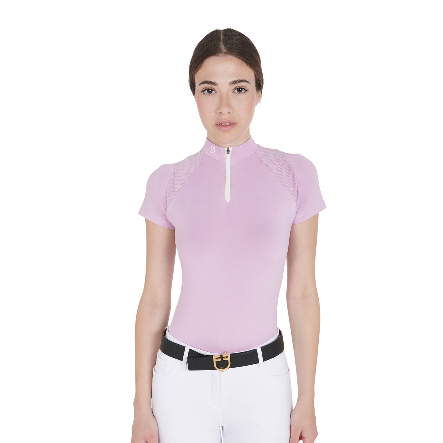 Equestro woman technical training polo ss zip - Colore LILLA