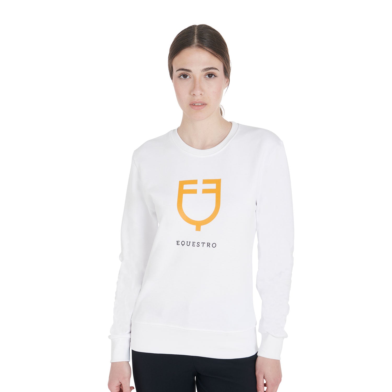 Equestro woman cotton sweatshirt - Colore WHITE