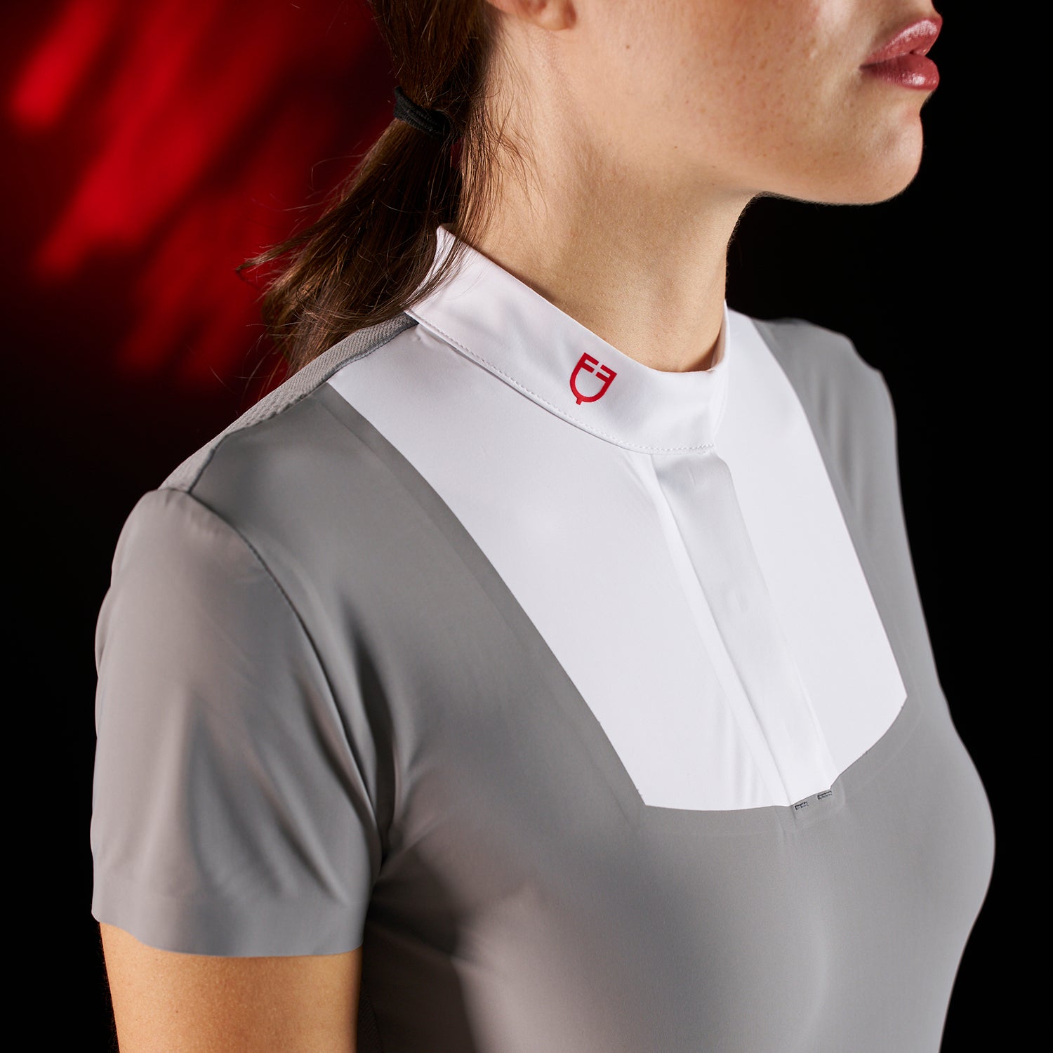 Equestro women's competition ridertechnology shirt ss with buttons - Colore WHITE/MOCKINGBIRD (18-4015)
