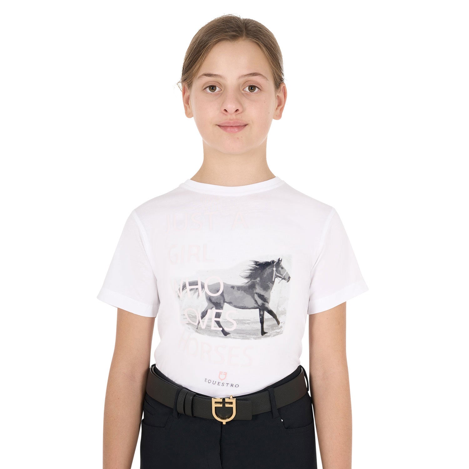 Equestro girl's horse lover cotton t-shirt - Colore WHITE
