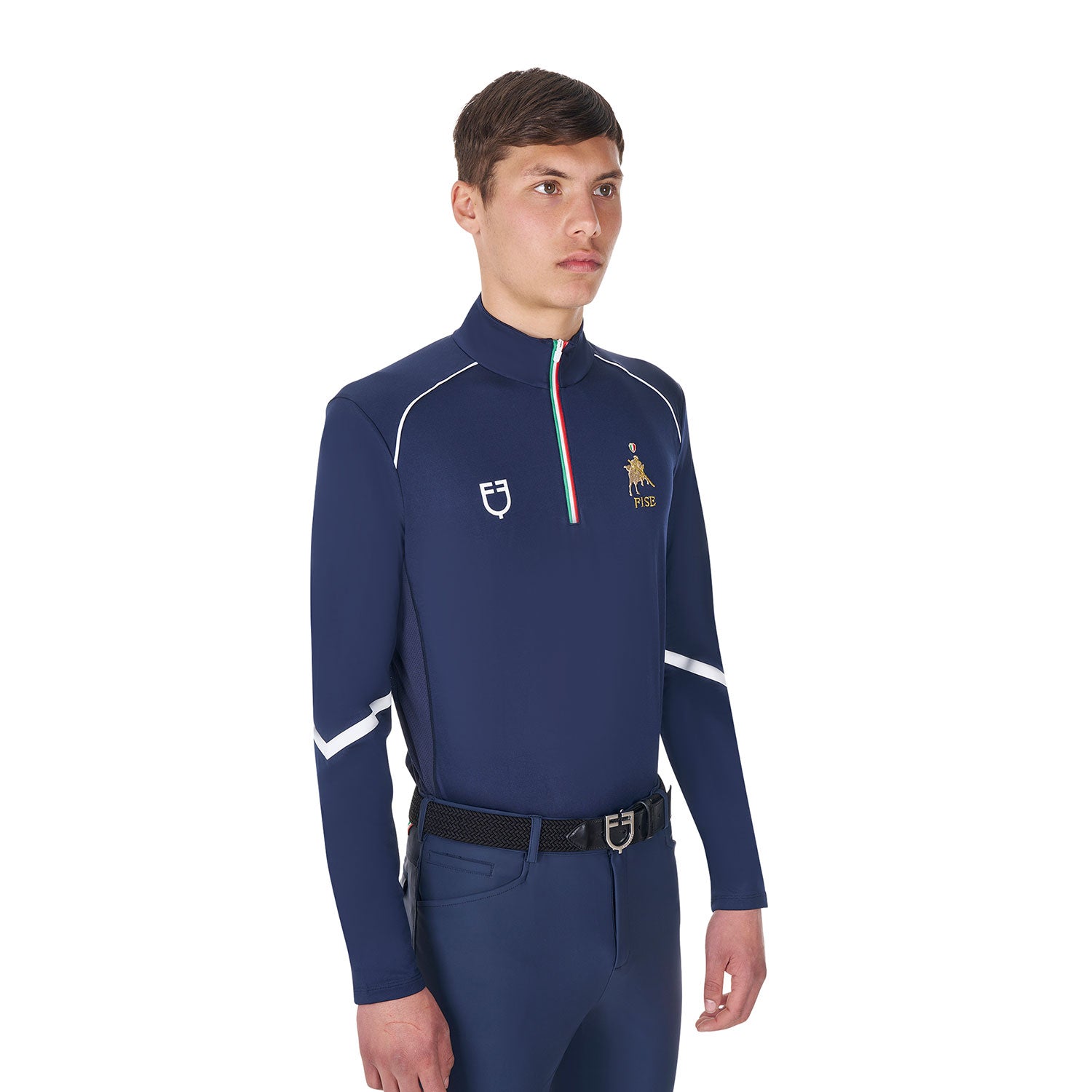 Equestro men's technical training polo ls zip equestroxfise - Colore NAVY BLAZER (19-3923)