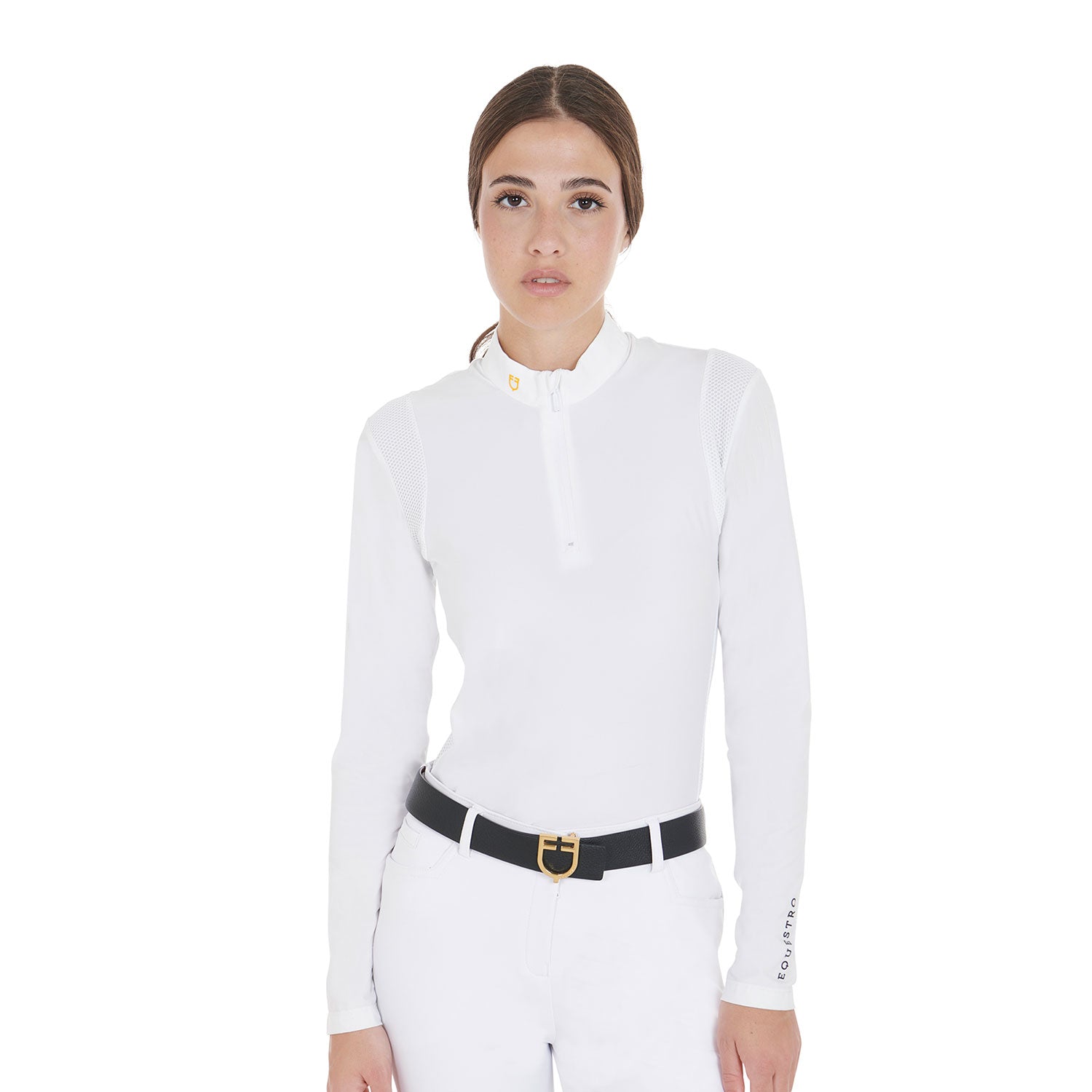 Equestro woman  jersey competition ls zip shirt - neutra