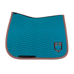 Equestro wave quilting dressage saddle pad - Colore BLUE CORAL (19-4526)/MARRON (18-1415)