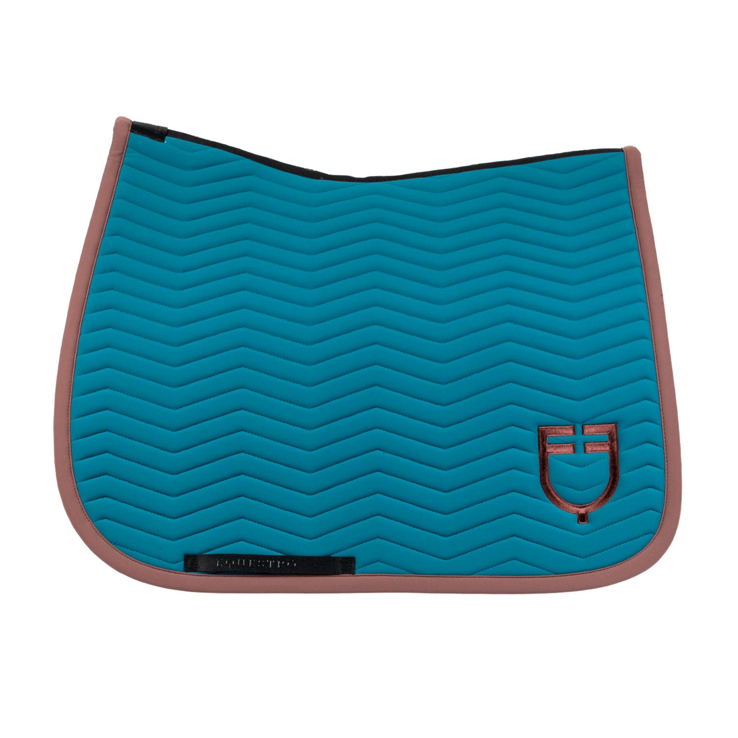Equestro wave quilting dressage saddle pad - Colore BLUE CORAL (19-4526)/MARRON (18-1415)