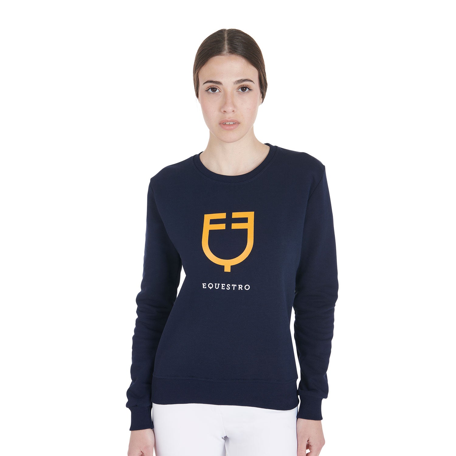 Equestro woman cotton sweatshirt - neutra