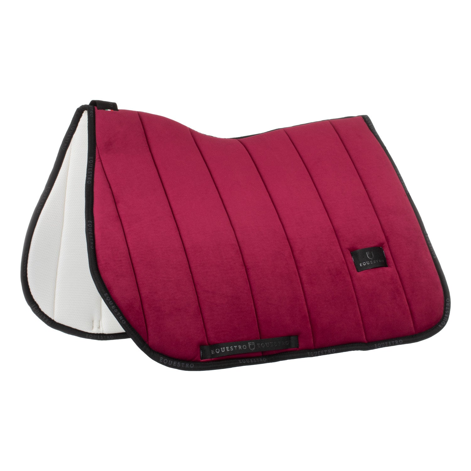 Equestro velvet jumping saddle pad - Colore WINE/BLACK
