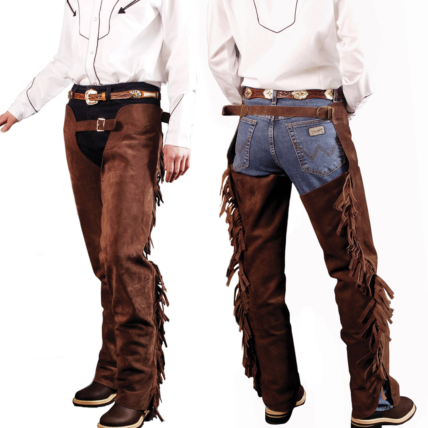 Lakota chaps pelle scamosciata con frange - neutra