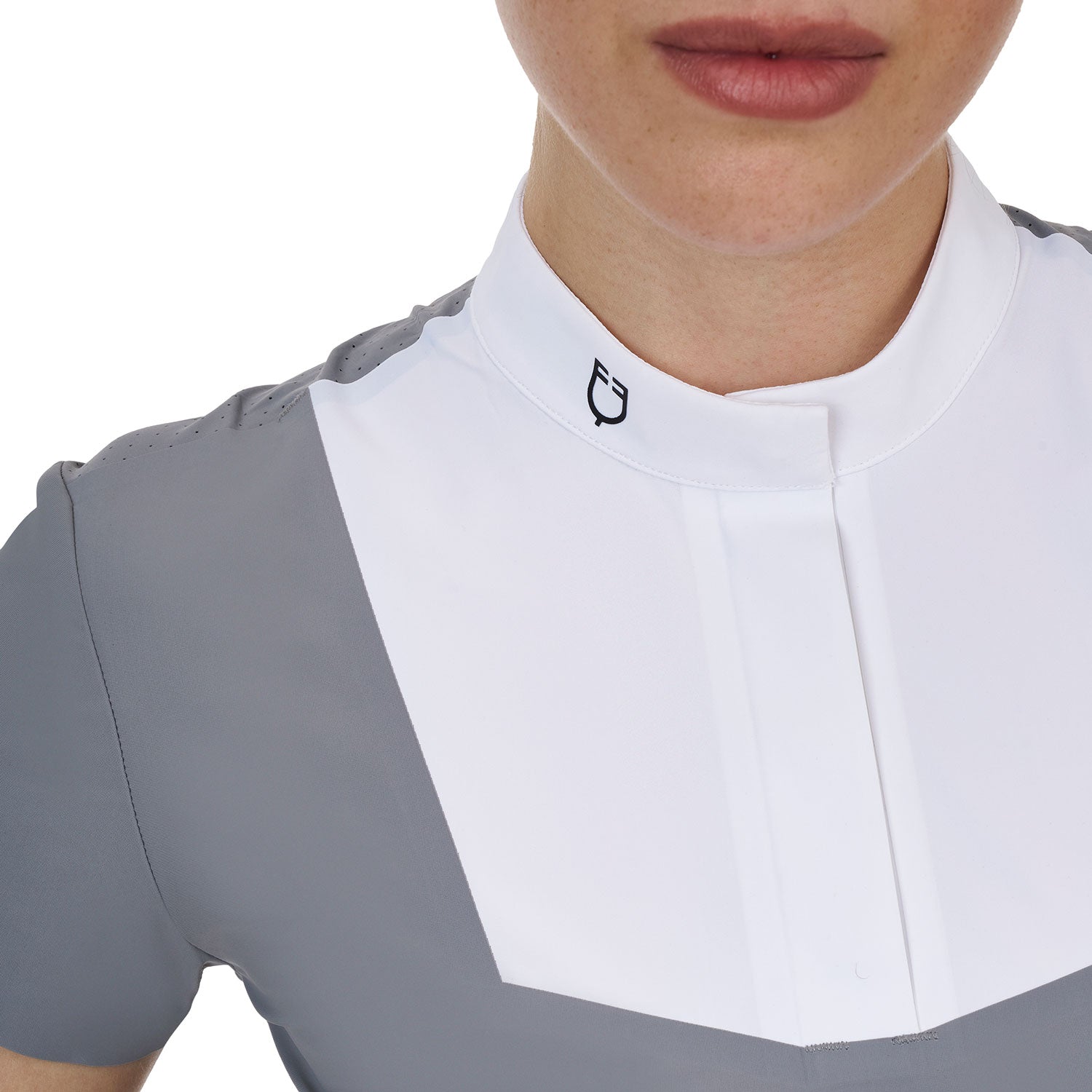 Equestro women's competition ridertechnology shirt ss with buttons - Colore WHITE/MOCKINGBIRD (18-4015)
