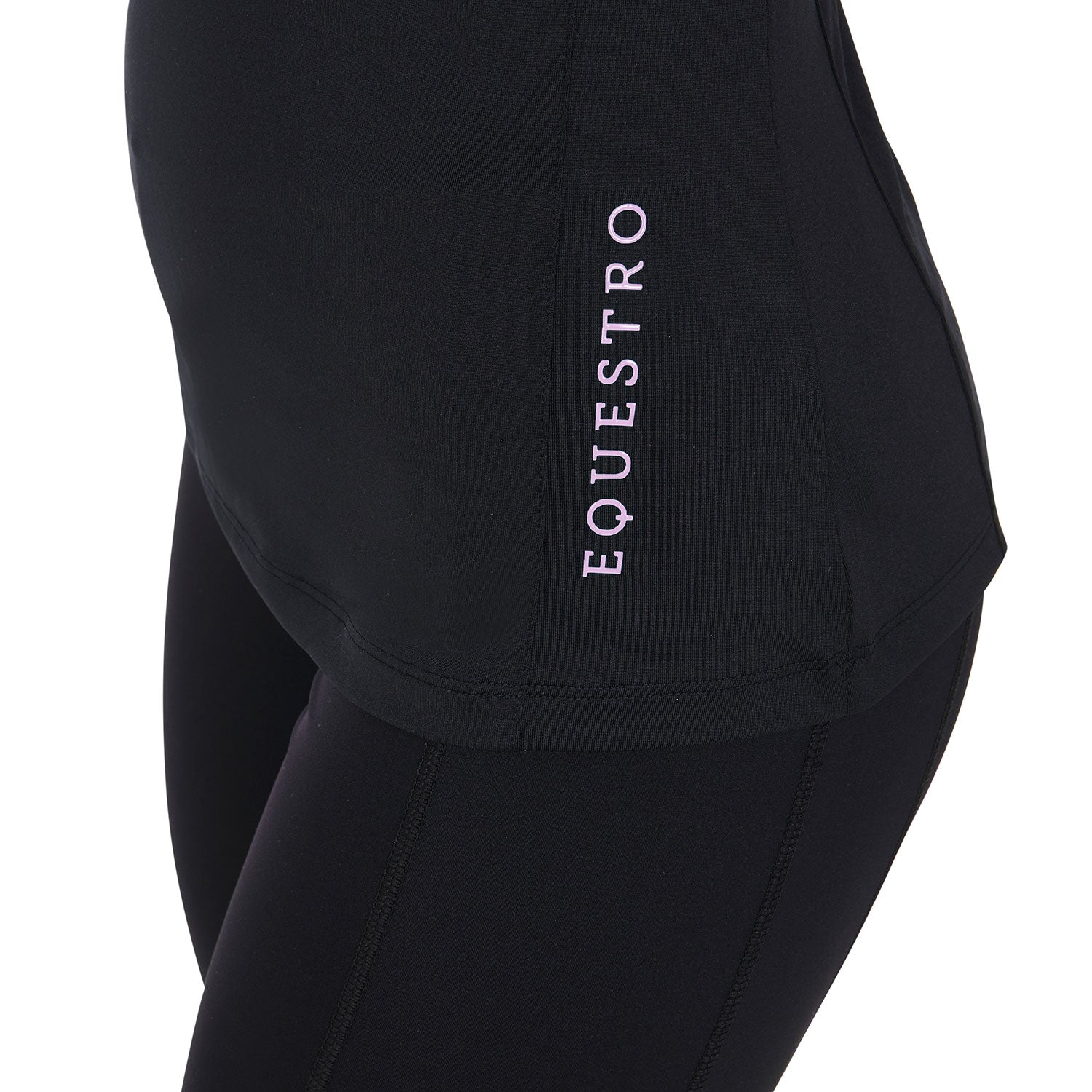 Equestro base layer donna equestro manica corta in tessuto tecnico - Colore BLACK/LILLA 15-3520
