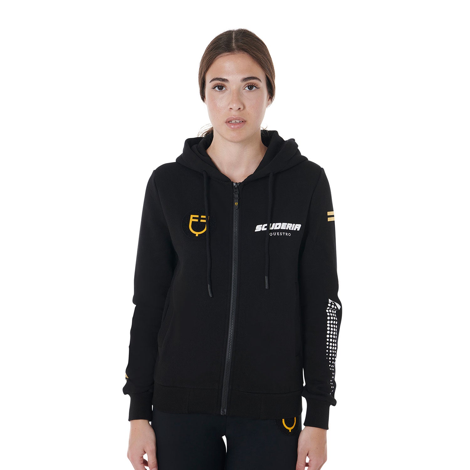 Equestro women's scuderia equestro colletion full zip hoodie - neutra