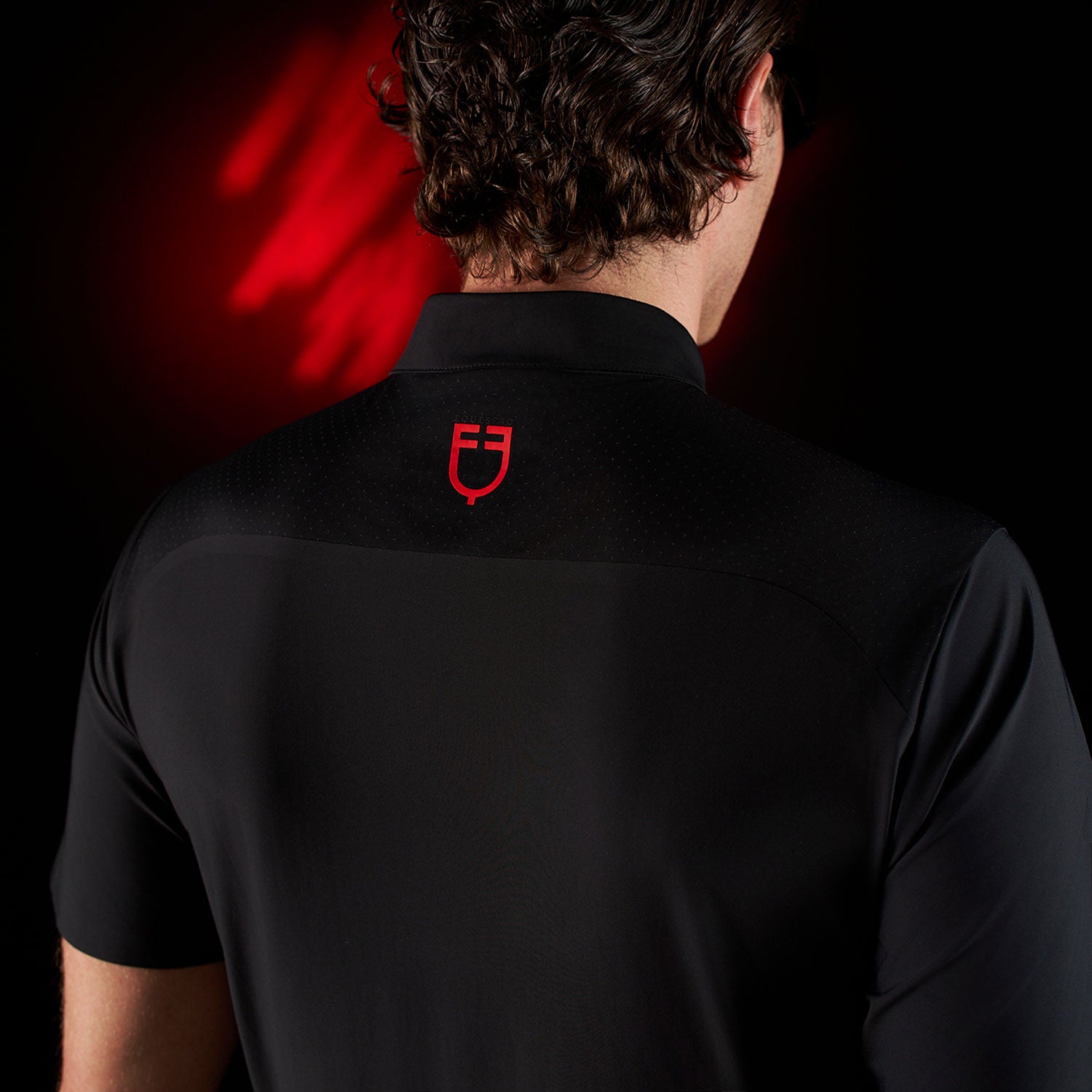 Equestro men's training ridertechnology polo shirt ss with zip - Colore BLACK