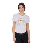 Equestro women's lamina horse club cotton t-shirt - neutra
